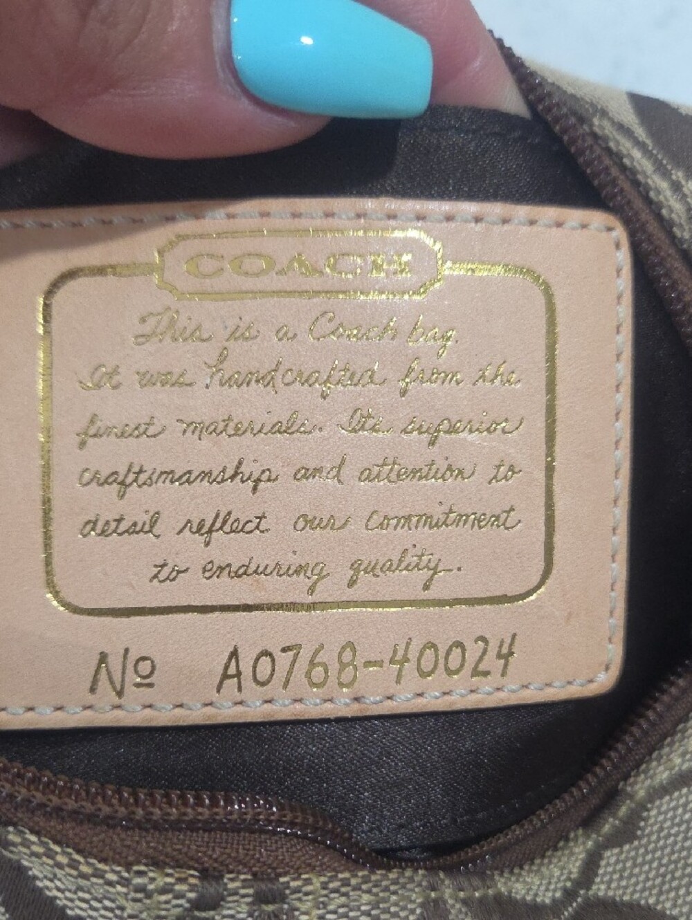Vintage Coach Brown Signature Jacquard Bag with Dark Brown Trim - Picture 12 of 13
